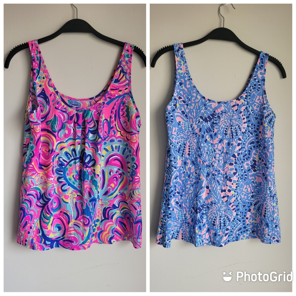 Lilly pulitzer colorful cotton tank top 2 bundle cotton sleeveless